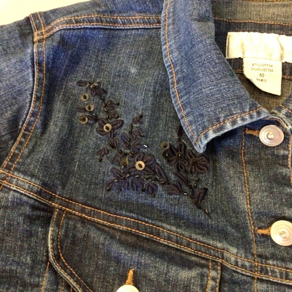 Vintage Andre Sauvage Denim Jacket Size 10 Blue Embroidered Button Front - Picture 2 of 9